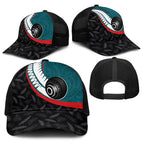 Aotearoa Lawn Bowls Baseball Net Cap Maori and Silver Fern Sporty Style Teal Color - Aussie Hoodie