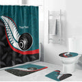 Personalised Aotearoa Lawn Bowls Bathroom Set Maori and Silver Fern Sporty Style Teal Color - Aussie Hoodie