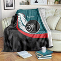 Personalised Aotearoa Lawn Bowls Blanket Maori and Silver Fern Sporty Style Teal Color - Aussie Hoodie