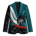 Personalised Aotearoa Lawn Bowls Blazer Maori and Silver Fern Sporty Style Teal Color - Aussie Hoodie