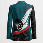 Personalised Aotearoa Lawn Bowls Blazer Maori and Silver Fern Sporty Style Teal Color - Aussie Hoodie