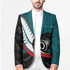 Personalised Aotearoa Lawn Bowls Blazer Maori and Silver Fern Sporty Style Teal Color - Aussie Hoodie