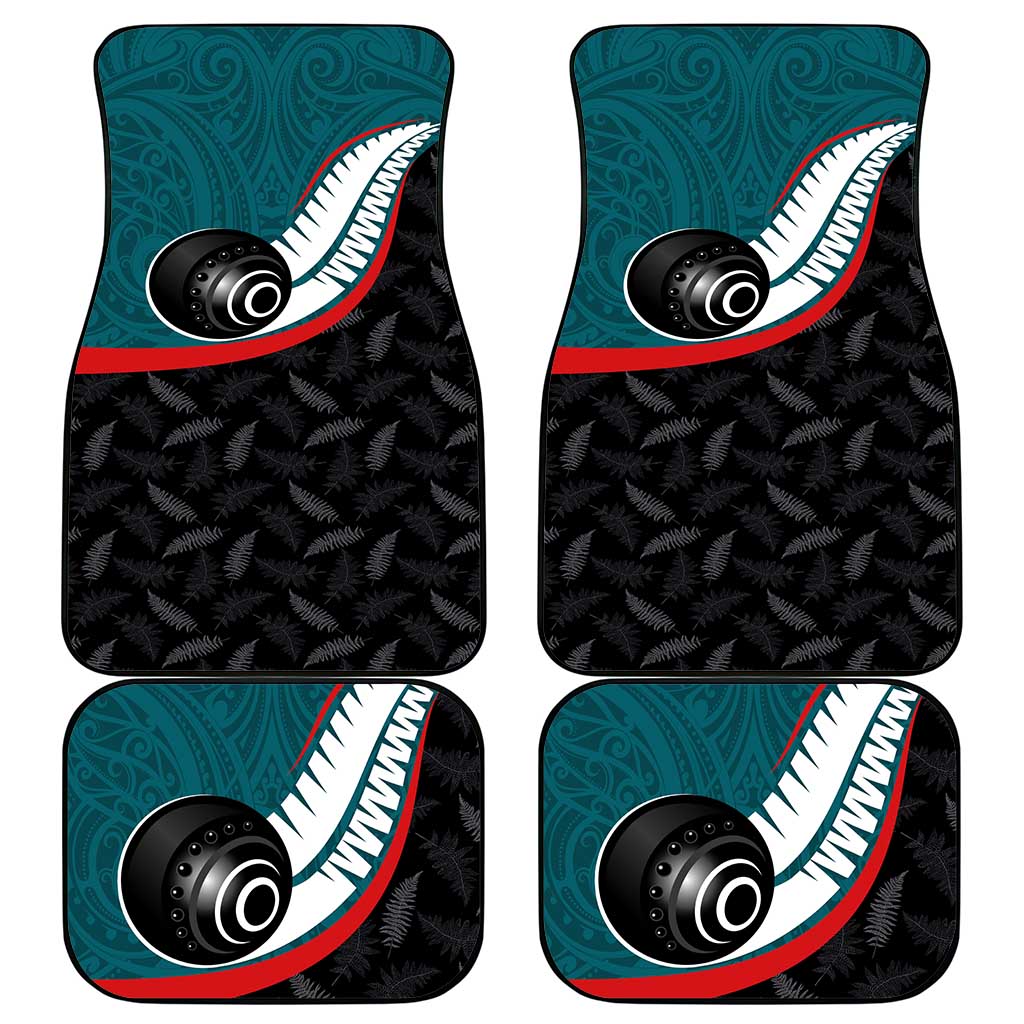 Aotearoa Lawn Bowls Car Mats Maori and Silver Fern Sporty Style Teal Color - Aussie Hoodie