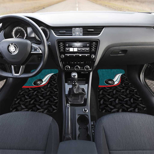 Aotearoa Lawn Bowls Car Mats Maori and Silver Fern Sporty Style Teal Color - Aussie Hoodie