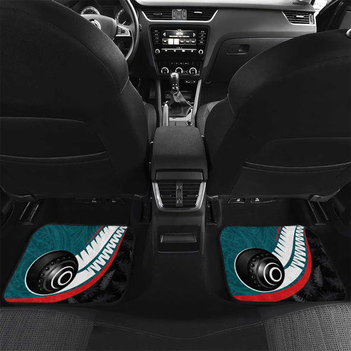 Aotearoa Lawn Bowls Car Mats Maori and Silver Fern Sporty Style Teal Color - Aussie Hoodie