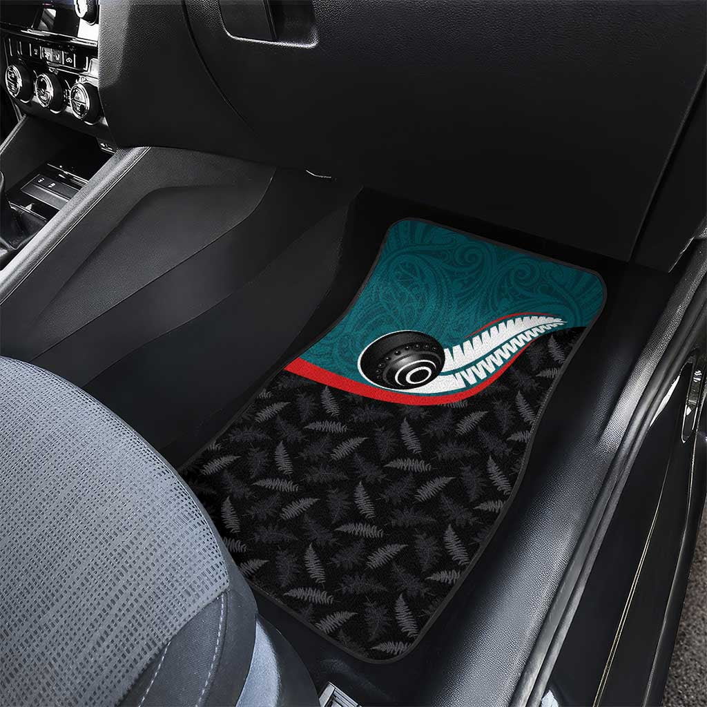 Aotearoa Lawn Bowls Car Mats Maori and Silver Fern Sporty Style Teal Color - Aussie Hoodie
