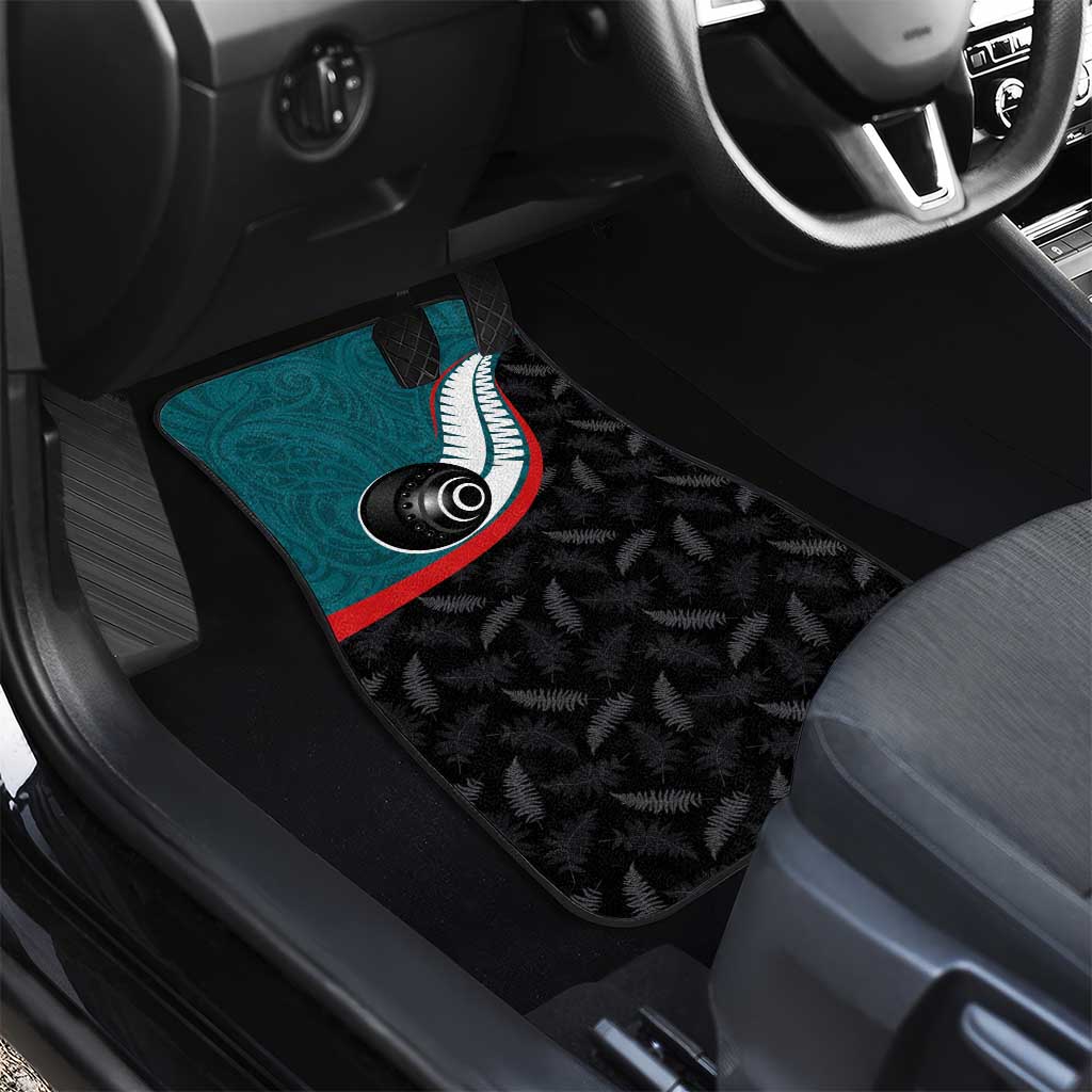Aotearoa Lawn Bowls Car Mats Maori and Silver Fern Sporty Style Teal Color - Aussie Hoodie