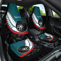 Personalised Aotearoa Lawn Bowls Car Seat Cover Maori and Silver Fern Sporty Style Teal Color - Aussie Hoodie