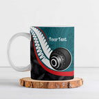 Personalised Aotearoa Lawn Bowls Ceramic Mug Maori and Silver Fern Sporty Style Teal Color - Aussie Hoodie