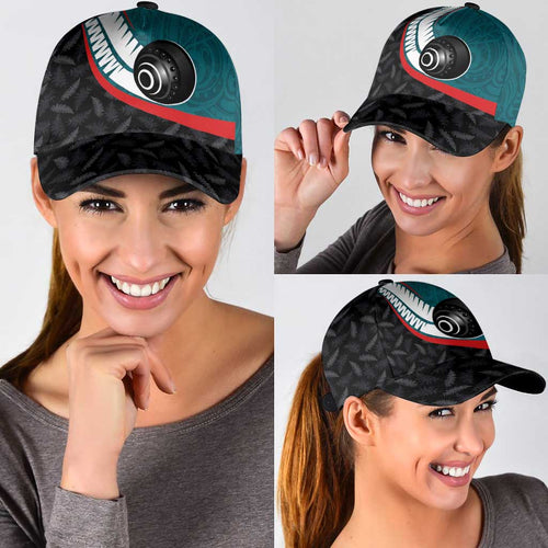 Aotearoa Lawn Bowls Classic Cap Maori and Silver Fern Sporty Style Teal Color - Aussie Hoodie