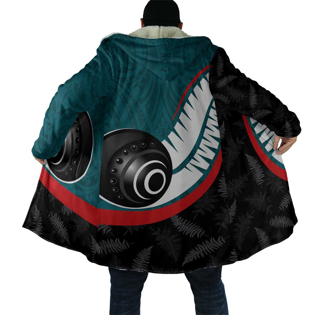 Personalised Aotearoa Lawn Bowls Cloak Maori and Silver Fern Sporty Style Teal Color - Aussie Hoodie
