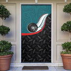 Aotearoa Lawn Bowls Door Cover Maori and Silver Fern Sporty Style Teal Color - Aussie Hoodie