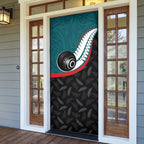 Aotearoa Lawn Bowls Door Cover Maori and Silver Fern Sporty Style Teal Color - Aussie Hoodie