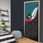 Aotearoa Lawn Bowls Door Cover Maori and Silver Fern Sporty Style Teal Color - Aussie Hoodie