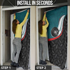 Aotearoa Lawn Bowls Door Cover Maori and Silver Fern Sporty Style Teal Color - Aussie Hoodie