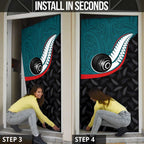 Aotearoa Lawn Bowls Door Cover Maori and Silver Fern Sporty Style Teal Color - Aussie Hoodie