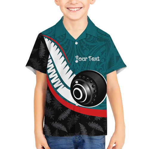 Personalised Aotearoa Lawn Bowls Family Matching Mermaid Dress and Hawaiian Shirt Maori and Silver Fern Sporty Style Teal Color - Aussie Hoodie