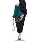 Personalised Aotearoa Lawn Bowls Family Matching Off The Shoulder Long Sleeve Dress and Hawaiian Shirt Maori and Silver Fern Sporty Style Teal Color - Aussie Hoodie