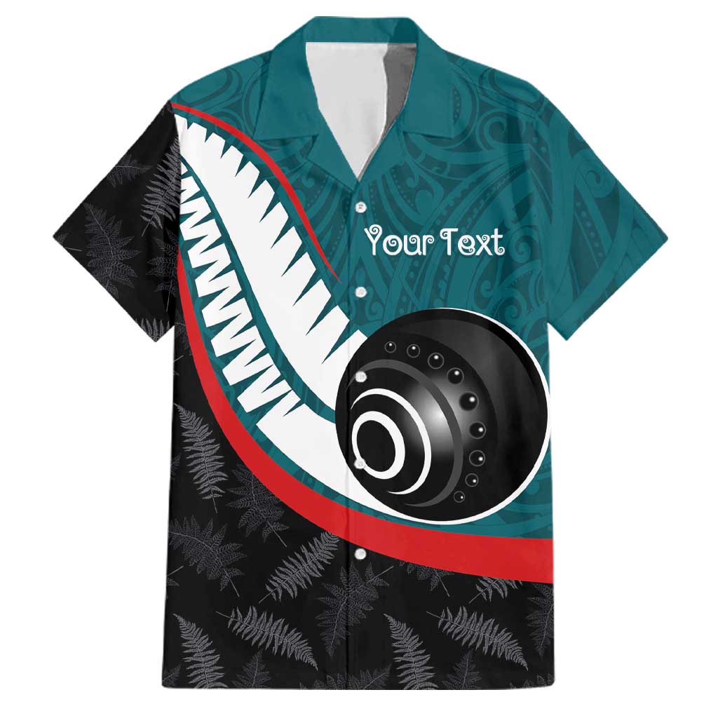 Personalised Aotearoa Lawn Bowls Family Matching Summer Maxi Dress and Hawaiian Shirt Maori and Silver Fern Sporty Style Teal Color - Aussie Hoodie