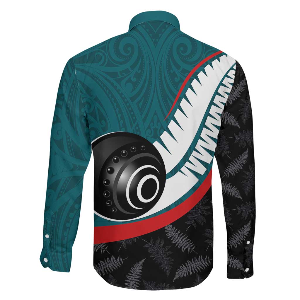Personalised Aotearoa Lawn Bowls Family Matching Summer Maxi Dress and Hawaiian Shirt Maori and Silver Fern Sporty Style Teal Color - Aussie Hoodie