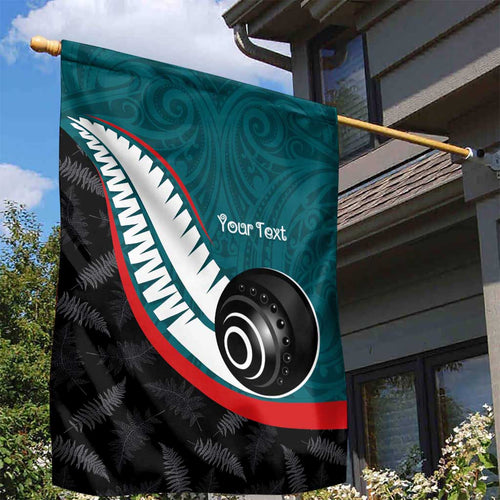 Personalised Aotearoa Lawn Bowls Garden Flag Maori and Silver Fern Sporty Style Teal Color - Aussie Hoodie