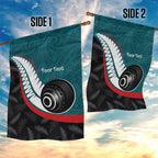 Personalised Aotearoa Lawn Bowls Garden Flag Maori and Silver Fern Sporty Style Teal Color - Aussie Hoodie