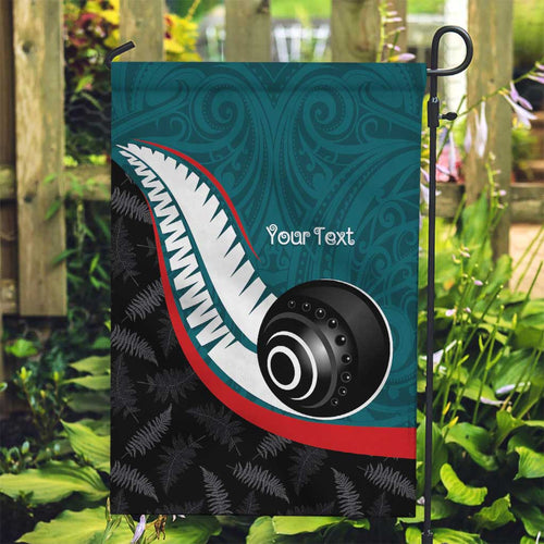 Personalised Aotearoa Lawn Bowls Garden Flag Maori and Silver Fern Sporty Style Teal Color - Aussie Hoodie