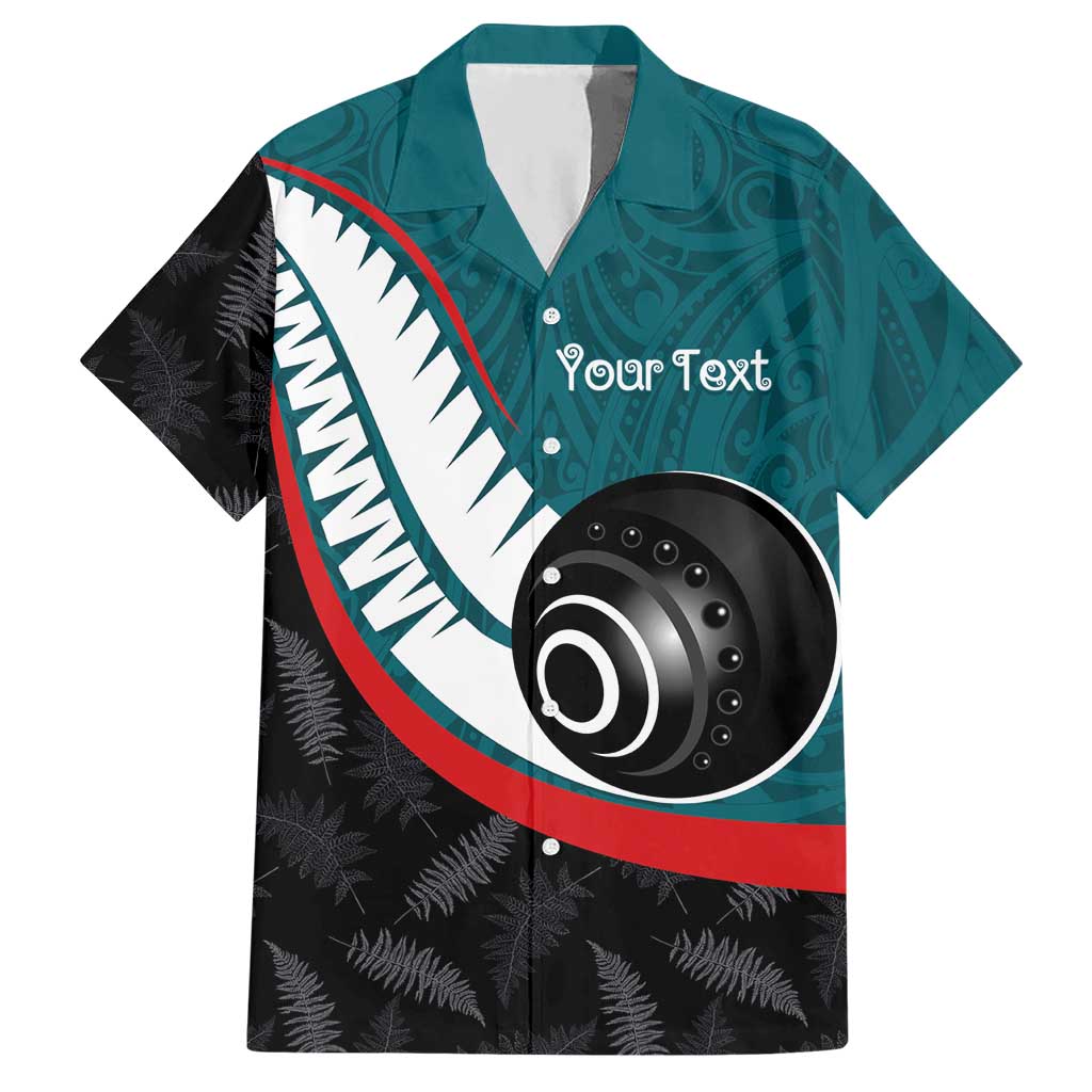 Personalised Aotearoa Lawn Bowls Hawaiian Shirt Maori and Silver Fern Sporty Style Teal Color - Aussie Hoodie