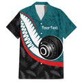 Personalised Aotearoa Lawn Bowls Hawaiian Shirt Maori and Silver Fern Sporty Style Teal Color - Aussie Hoodie