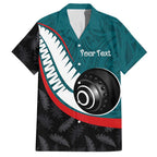 Personalised Aotearoa Lawn Bowls Hawaiian Shirt Maori and Silver Fern Sporty Style Teal Color - Aussie Hoodie