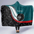 Personalised Aotearoa Lawn Bowls Hooded Blanket Maori and Silver Fern Sporty Style Teal Color - Aussie Hoodie
