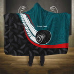 Personalised Aotearoa Lawn Bowls Hooded Blanket Maori and Silver Fern Sporty Style Teal Color - Aussie Hoodie