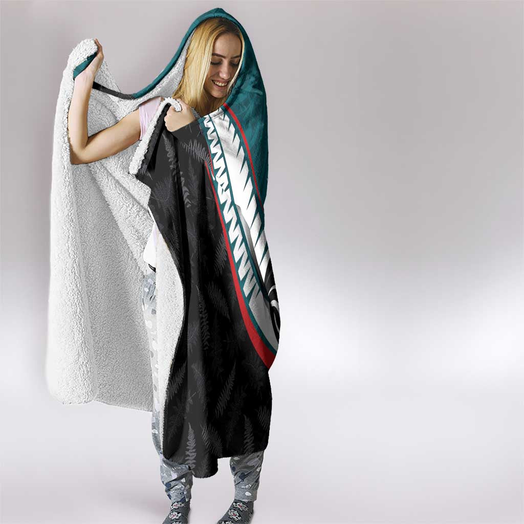 Personalised Aotearoa Lawn Bowls Hooded Blanket Maori and Silver Fern Sporty Style Teal Color - Aussie Hoodie