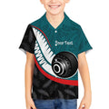 Personalised Aotearoa Lawn Bowls Kid Hawaiian Shirt Maori and Silver Fern Sporty Style Teal Color - Aussie Hoodie
