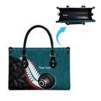 Personalised Aotearoa Lawn Bowls Leather Bag Maori and Silver Fern Sporty Style Teal Color - Aussie Hoodie