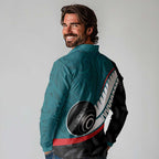 Personalised Aotearoa Lawn Bowls Long Sleeve Polo Shirt Maori and Silver Fern Sporty Style Teal Color - Aussie Hoodie