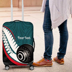 Personalised Aotearoa Lawn Bowls Luggage Cover Maori and Silver Fern Sporty Style Teal Color - Aussie Hoodie