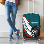 Personalised Aotearoa Lawn Bowls Luggage Cover Maori and Silver Fern Sporty Style Teal Color - Aussie Hoodie