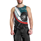 Personalised Aotearoa Lawn Bowls Men Tank Top Maori and Silver Fern Sporty Style Teal Color - Aussie Hoodie