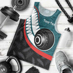Personalised Aotearoa Lawn Bowls Men Tank Top Maori and Silver Fern Sporty Style Teal Color - Aussie Hoodie