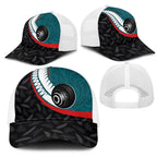 Aotearoa Lawn Bowls Mesh Trucker Cap Maori and Silver Fern Sporty Style Teal Color - Aussie Hoodie