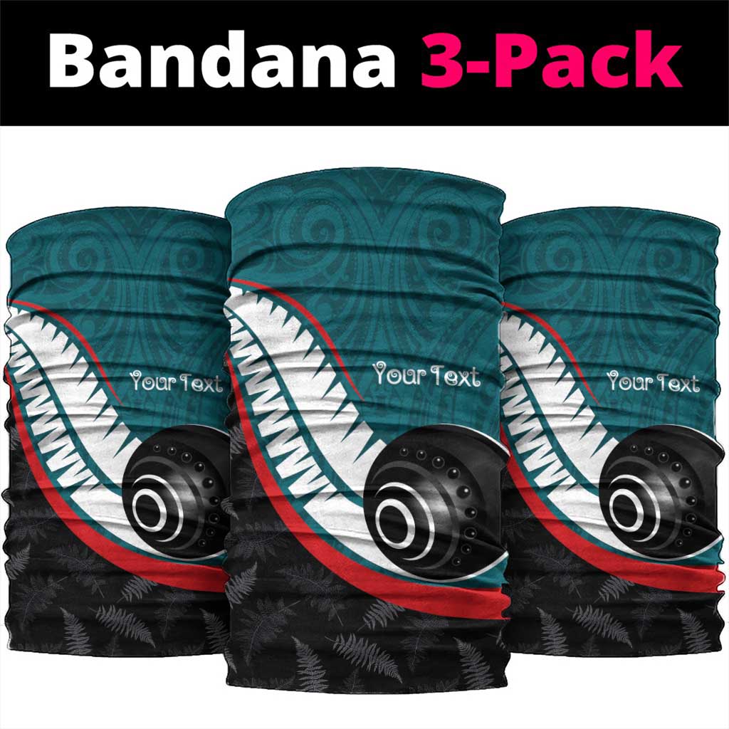 Personalised Aotearoa Lawn Bowls Neck Gaiter Maori and Silver Fern Sporty Style Teal Color - Aussie Hoodie