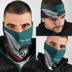 Personalised Aotearoa Lawn Bowls Neck Gaiter Maori and Silver Fern Sporty Style Teal Color - Aussie Hoodie