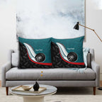 Personalised Aotearoa Lawn Bowls Pillow Cover Maori and Silver Fern Sporty Style Teal Color - Aussie Hoodie