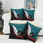 Personalised Aotearoa Lawn Bowls Pillow Cover Maori and Silver Fern Sporty Style Teal Color - Aussie Hoodie