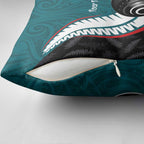 Personalised Aotearoa Lawn Bowls Pillow Cover Maori and Silver Fern Sporty Style Teal Color - Aussie Hoodie