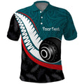 Personalised Aotearoa Lawn Bowls Polo Shirt Maori and Silver Fern Sporty Style Teal Color - Aussie Hoodie