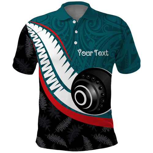 Personalised Aotearoa Lawn Bowls Polo Shirt Maori and Silver Fern Sporty Style Teal Color - Aussie Hoodie