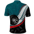 Personalised Aotearoa Lawn Bowls Polo Shirt Maori and Silver Fern Sporty Style Teal Color - Aussie Hoodie