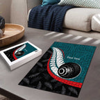Personalised Aotearoa Lawn Bowls Puzzle Maori and Silver Fern Sporty Style Teal Color - Aussie Hoodie